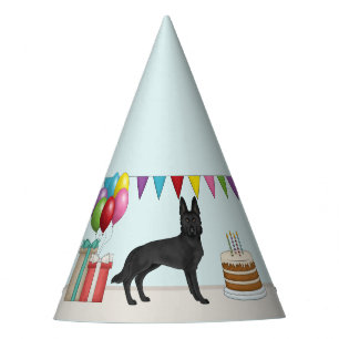 Black German Shepherd GSD Dog Colourful Birthday Party Hat