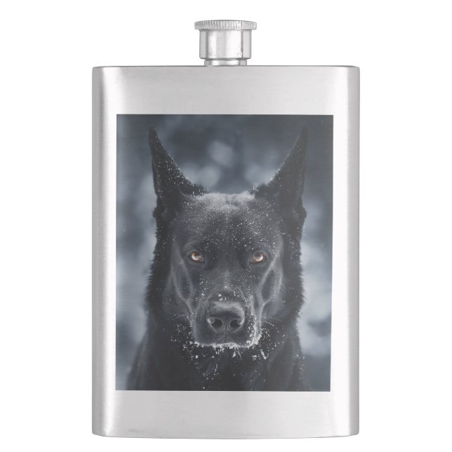 Black German Shepherd Hip Flask (Front)