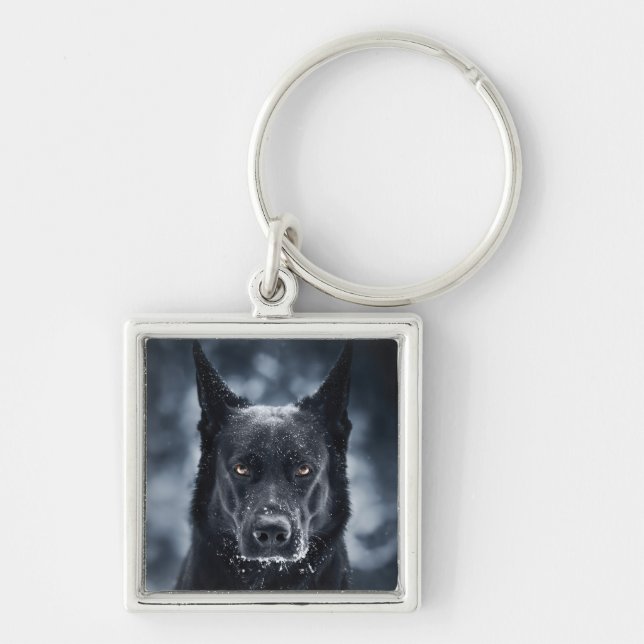Black German Shepherd Key Ring (Front)