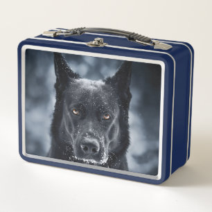 Black German Shepherd Metal Lunch Box
