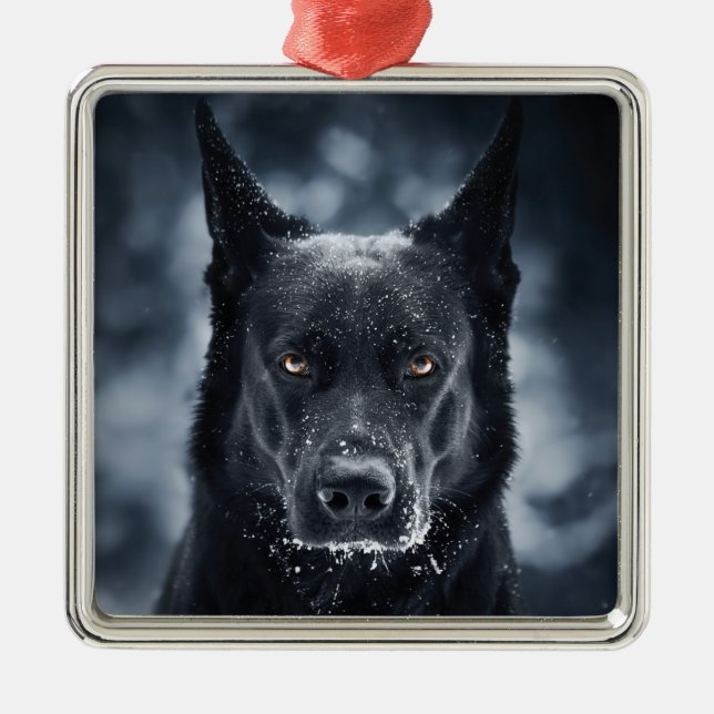 Black German Shepherd Metal Ornament (Front)