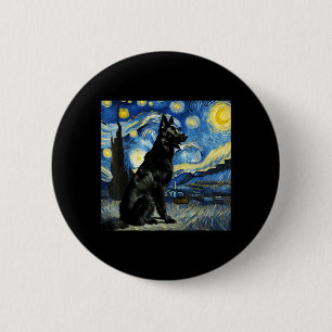 Black German Shepherd Night Sky Art Starry Art 6 Cm Round Badge