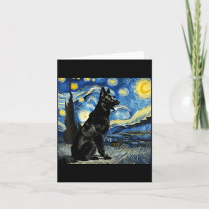 Black German Shepherd Night Sky Art Starry Art Card