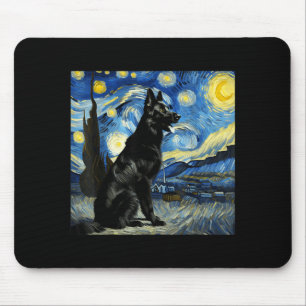 Black German Shepherd Night Sky Art Starry Art Mouse Pad