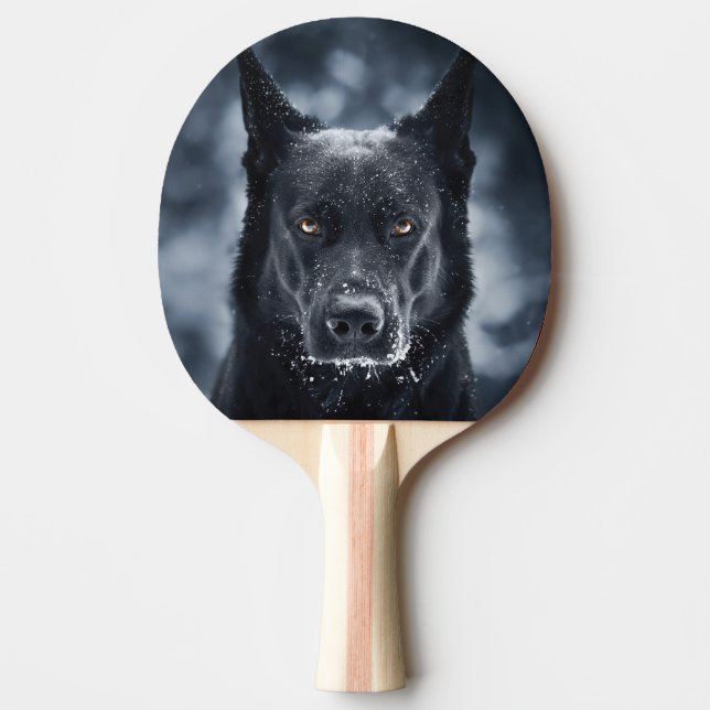 Black German Shepherd Ping Pong Paddle (Front)