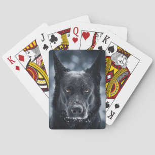 Black German Shepherd Playing Cards