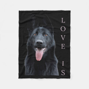 Black German Shepherd Shepard Dog Mum Dad Love Fleece Blanket