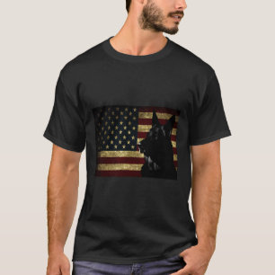 Black German Shepherd Shirt American Flag 4th July