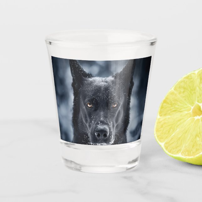 Black German Shepherd Shot Glass (Front)