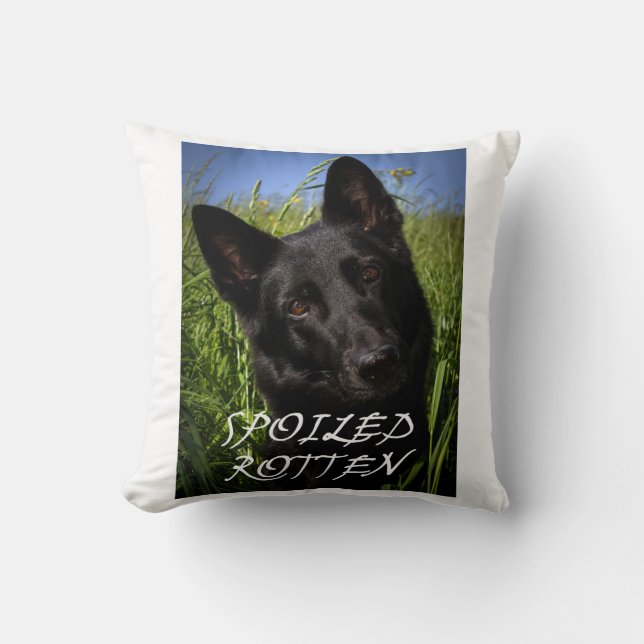 black german shepherd spoiled rotten cushion (Front)