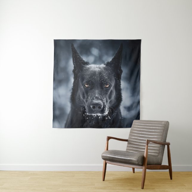 Black German Shepherd Tapestry (In Situ)