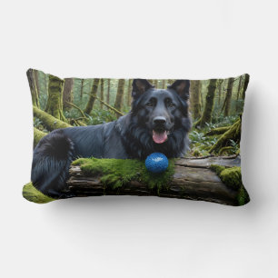 Black German Shepherd with Ball Lumbar Cushion