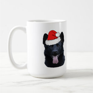 Black German Shepherd with Santa Hat Coffee Mug