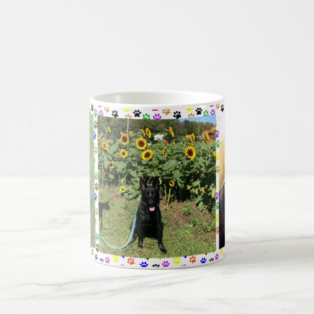 Black German Shepherd with Sunflowers & Toys, ZKA Coffee Mug (Center)