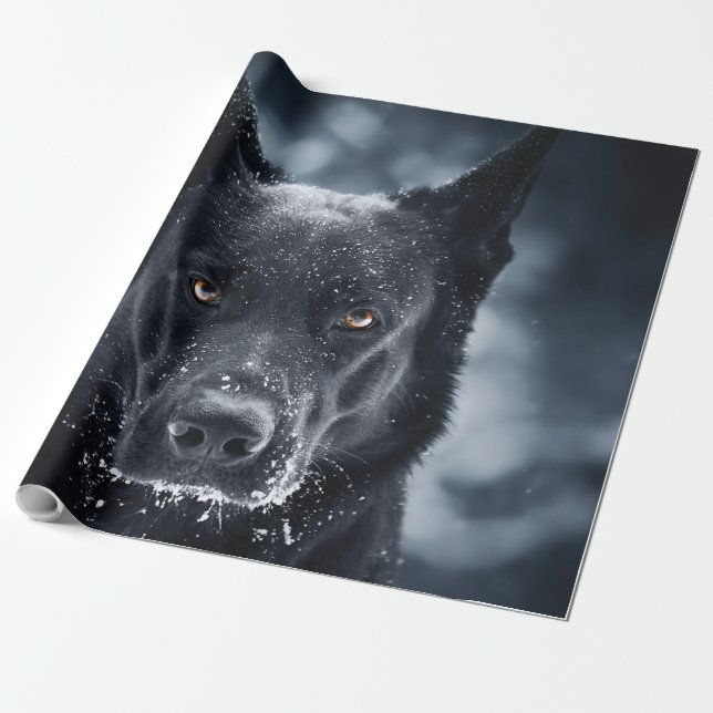 Black German Shepherd Wrapping Paper (Unrolled)