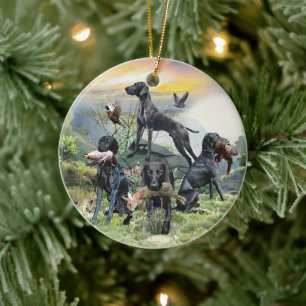 Black German Shorthaired Pointers    Ceramic Ornament