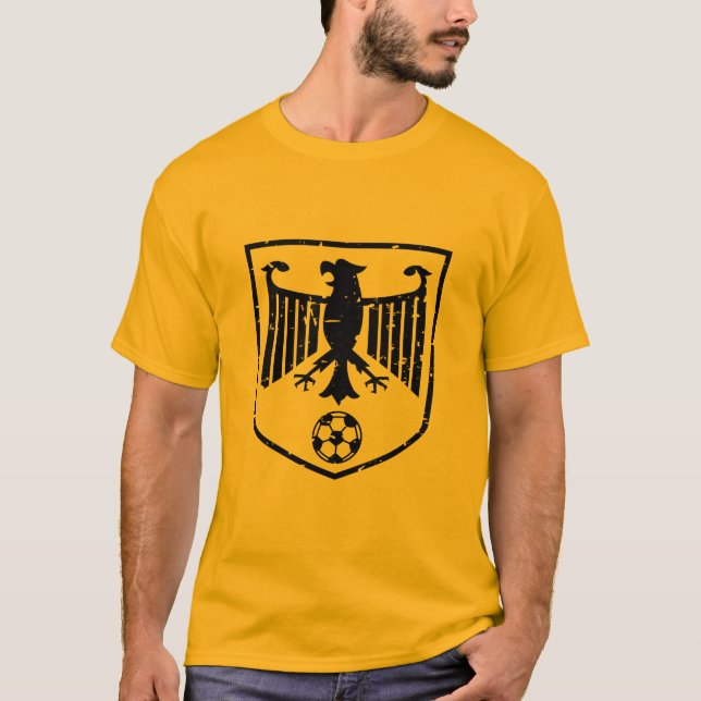 Black Germany Coat of Arms Soccer Grunge T-Shirt (Front)