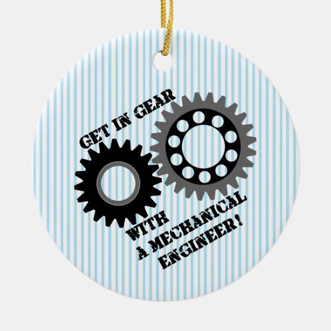 Black Get In Gear Ceramic Ornament (Front)