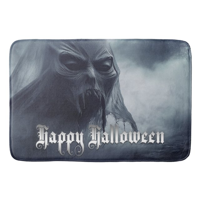 Black ghost in a hellish landscape - Halloween Bath Mat (Front)