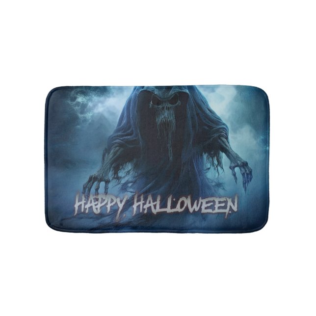 Black ghost in a hellish landscape - Halloween Bath Mat (Front)
