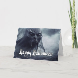 Black ghost in a hellish landscape - Halloween Card