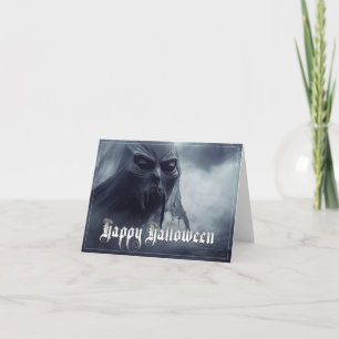 Black ghost in a hellish landscape - Halloween Card