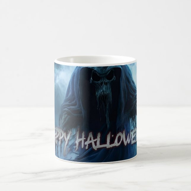 Black ghost in a hellish landscape - Halloween Coffee Mug (Center)