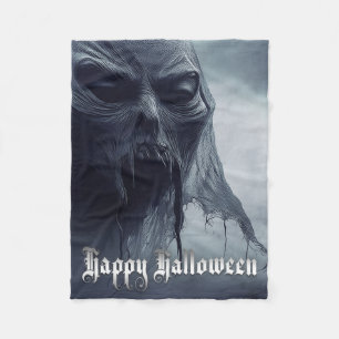 Black ghost in a hellish landscape - Halloween Fleece Blanket