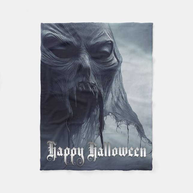 Black ghost in a hellish landscape - Halloween Fleece Blanket (Front)