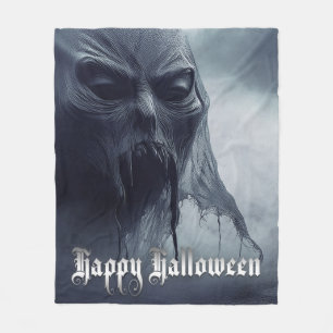 Black ghost in a hellish landscape - Halloween Fleece Blanket