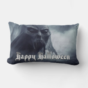 Black ghost in a hellish landscape - Halloween Lumbar Cushion
