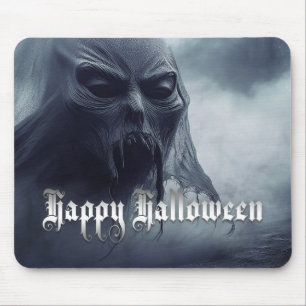 Black ghost in a hellish landscape - Halloween Mouse Pad