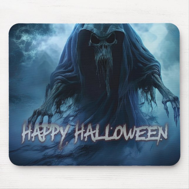 Black ghost in a hellish landscape - Halloween Mouse Pad (Front)