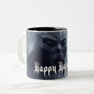 Black ghost in a hellish landscape - Halloween Two-Tone Coffee Mug