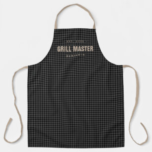 Black gingham check grill master personalised apron