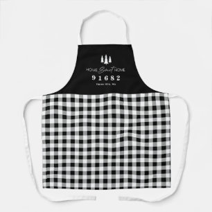 Black Gingham Home Sweet Home Custom Zip Code  Apron