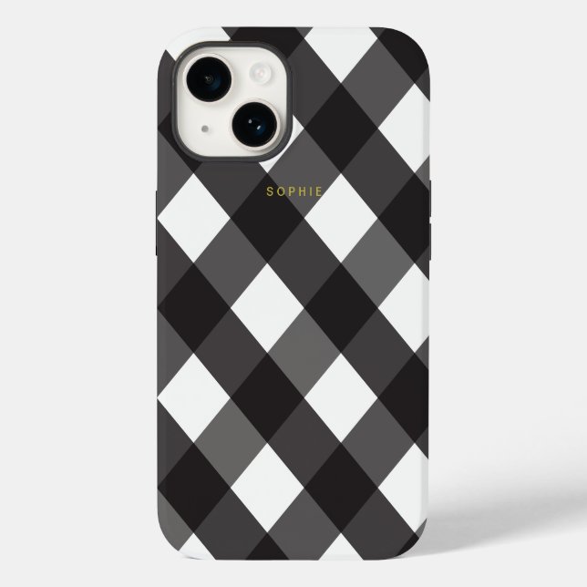 Black Gingham iPhone 7 Plus Case (Back)