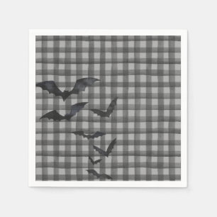Black Gingham Little Boo Ghost Birthday Dessert Napkin