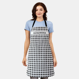 Black Gingham Personalised Country Farmhouse Apron