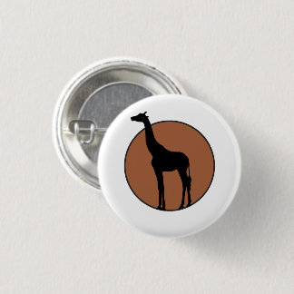 Black Giraffe Drawing in White Circle 3 Cm Round Badge