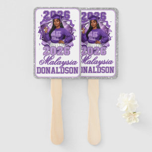 Black Girl 2026 Grad Era Purple Lavender Hand Fan
