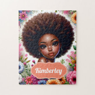 Black girl African American with Afro Jigsaw Puzzle