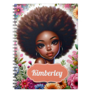Black girl African American with Afro Notebook