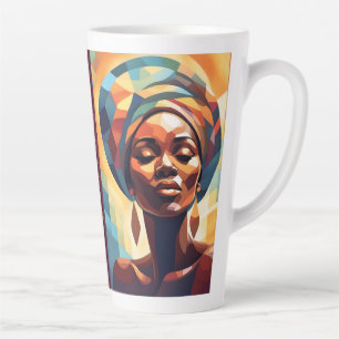 Black Girl Afro American Woman "Just Breathe" Latte Mug