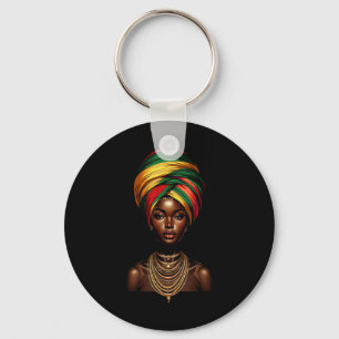 Black Girl Afro Woman Headscarf Headwrap Black His Key Ring