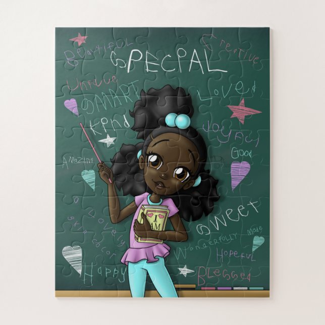Black Girl and Positive Words Jigsaw Puzzle (Vertical)