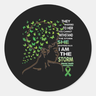 Black Girl Awareness Mental Health Warrior Classic Round Sticker