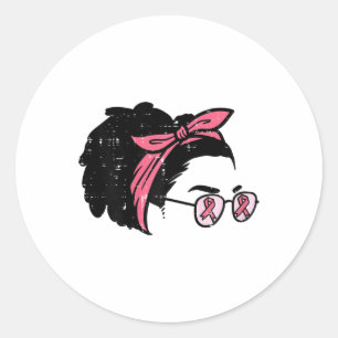 Black Girl Breast Cancer Awareness Survivor Africa Classic Round Sticker