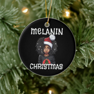 Black Girl Christmas Magic Melanin Ugly Xmas Sweat Ceramic Ornament