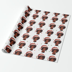 Black Girl Christmas Wrapping Paper